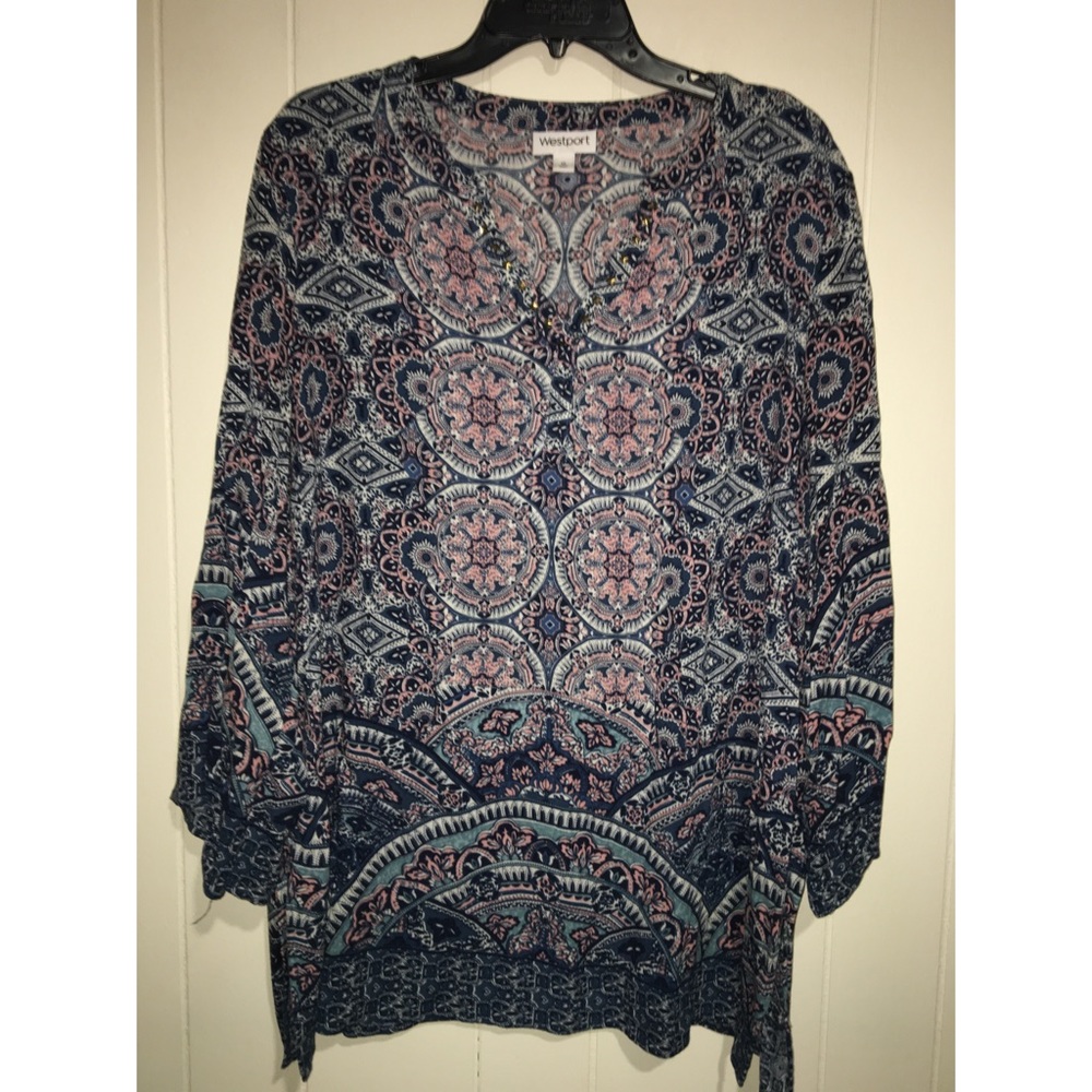 Westport Three Quarters Sleeve V Neck Blouse 1X